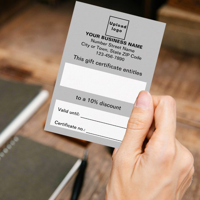 Certificado de oferta de Cinza comercial (Customer holding business gray gift certificate)