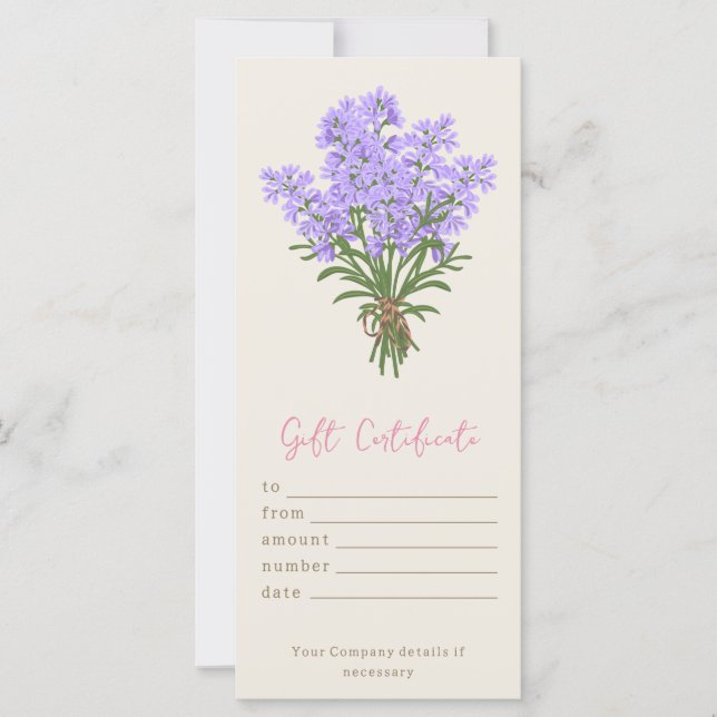 Certificado de Oferta de Lavanda de Aquarela Perso (Frente)
