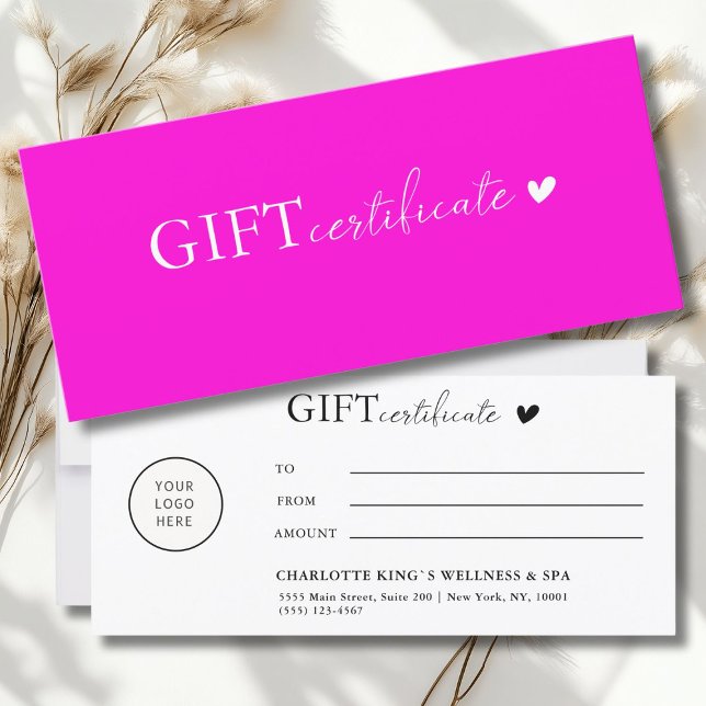Certificado de oferta de logotipo específico do cl (Customer specific, Logo Business Gift Certificate)