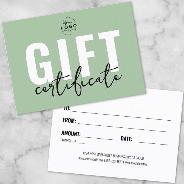 Certificado de Oferta de Negócios Verde Sage (Sage Green Business Gift Certificate)