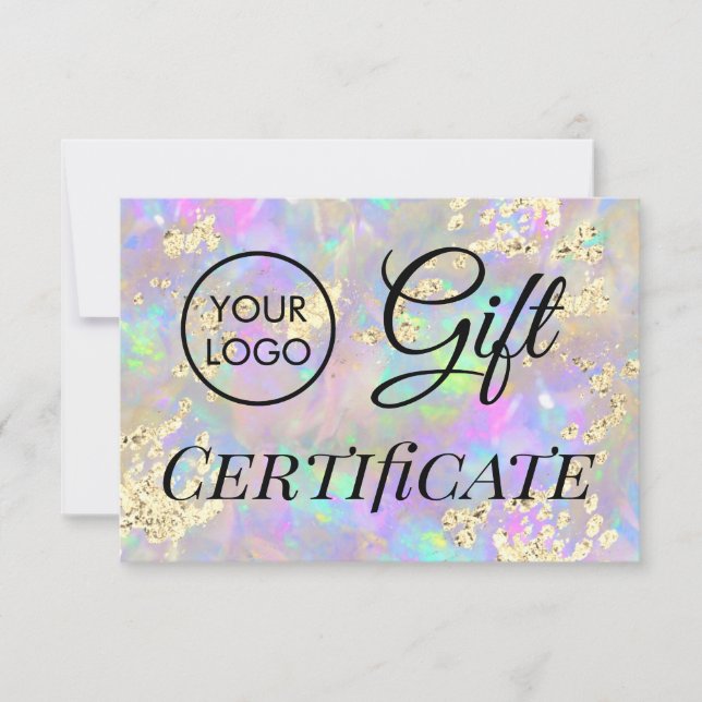certificado de oferta de pedra opal do logotipo (Frente)