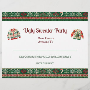 Certificado de Parte de Prêmio de Sweater Feio