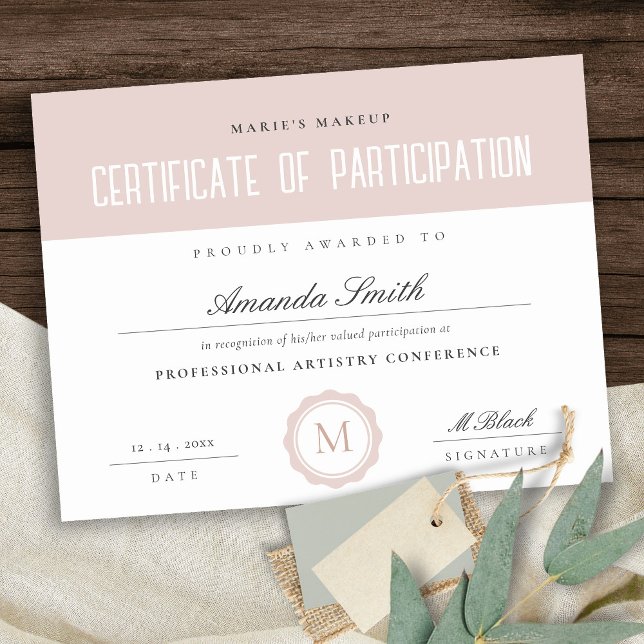 Certificado de participação mínimo cor-de-rosa (Criador carregado)