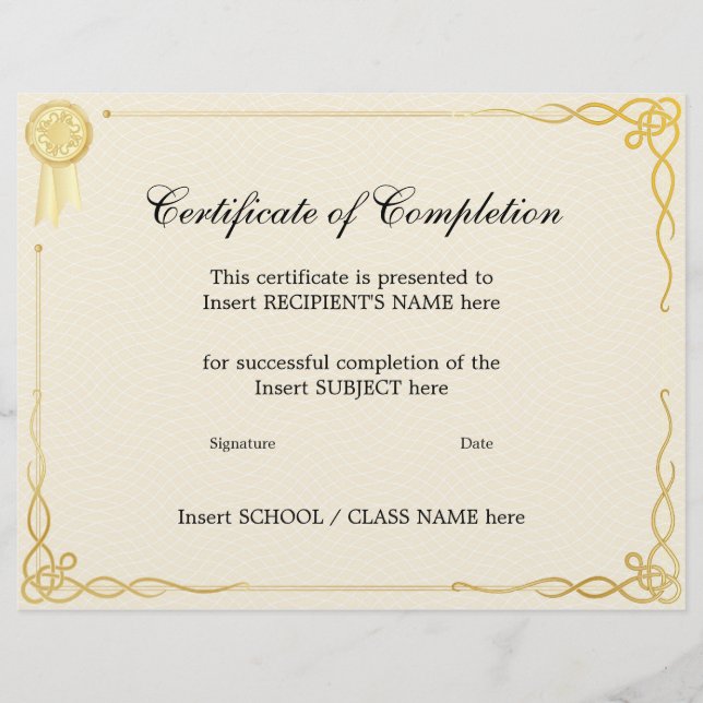 CERTIFICADO DE PREENCHIMENTO (Frente)