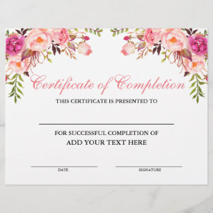 Certificado de preenchimento cor-de-rosa - seu tex