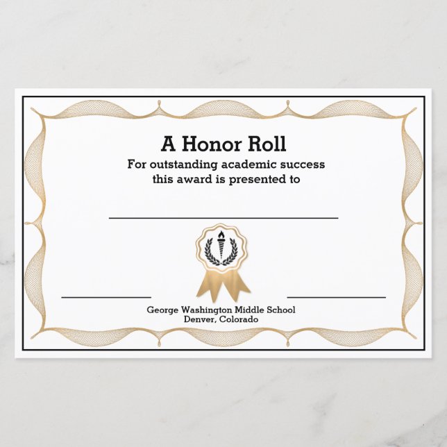 Certificado de Prêmio Acadêmico Decorativo (Frente)