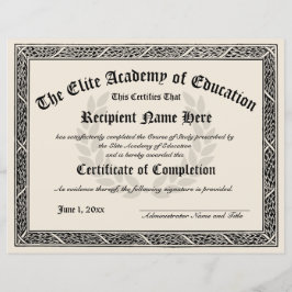 Certificado de Prêmio de Diploma de Conclusão de G