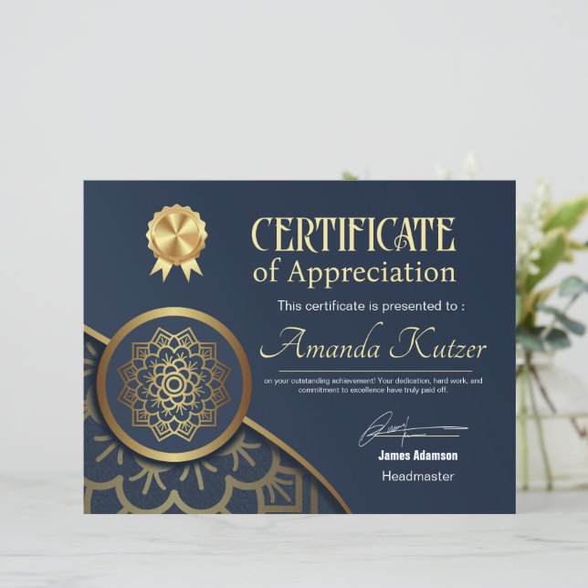 Certificado de Prêmio Elegante Preto (Em pé/Frente)