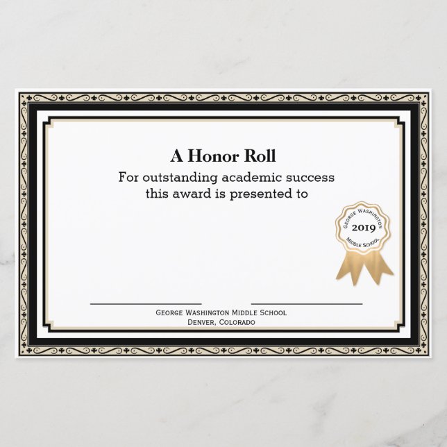 Certificado de Prêmio para a Escola de Tan e Black (Frente)