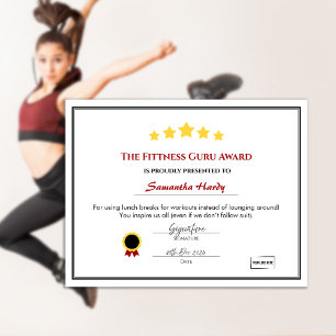 Certificado de Prêmio para Funcionário Divertido -