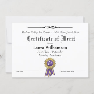 CERTIFICADO DE PRÊMIO PARA MOSTRAÇÕES DE ARTE