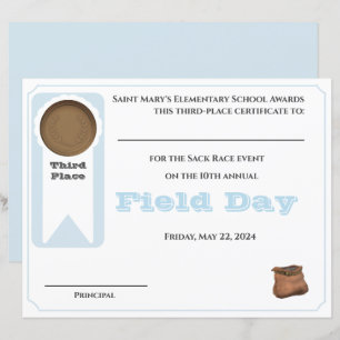 Certificado de Prêmio Personalizável em 3º Local