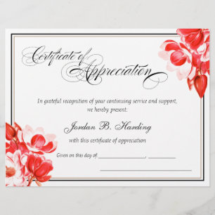 Certificado de Prêmio vermelho de Apreciação