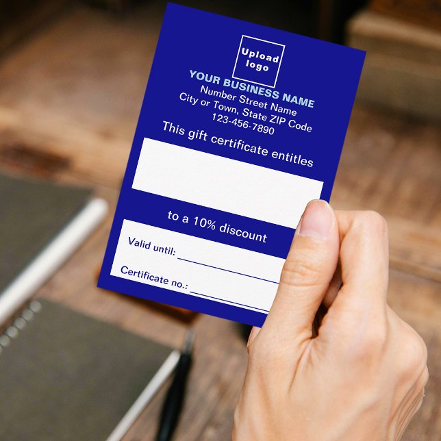 Certificado de Presente Azul Comercial (Customer holding business blue gift certificate)