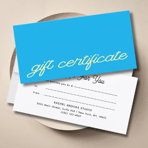 Certificado de Presente Azul de Roteiro Moderno
