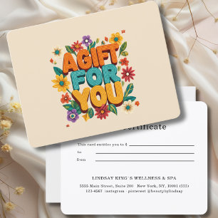 Certificado de Presente Bege Floral Retro
