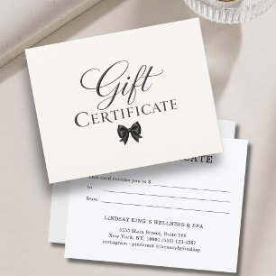 Certificado de Presente Bege Preto Elegante