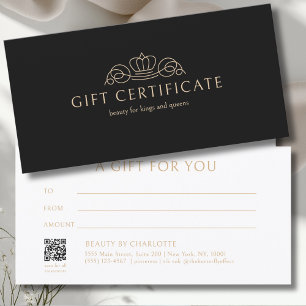 Certificado de Presente Bege Preto Salão Elegant C