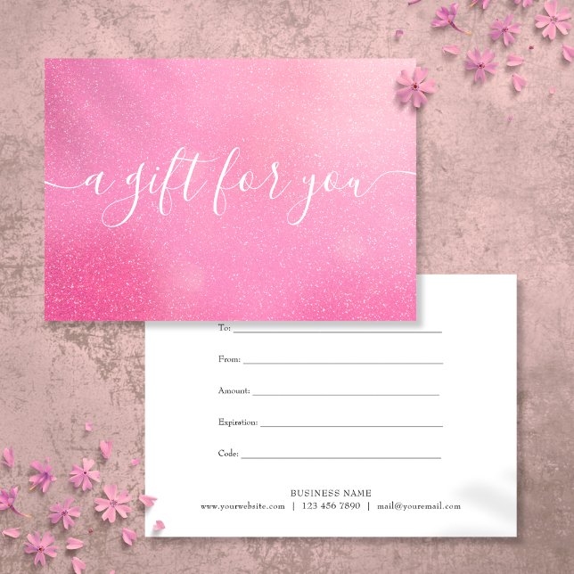 Certificado de Presente Brilhante Rosa Chic (Chic Pink Glitter Thank You Gift Certificate)