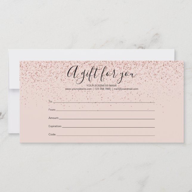 Certificado de Presente Brilho Dourado Rosa (Frente)