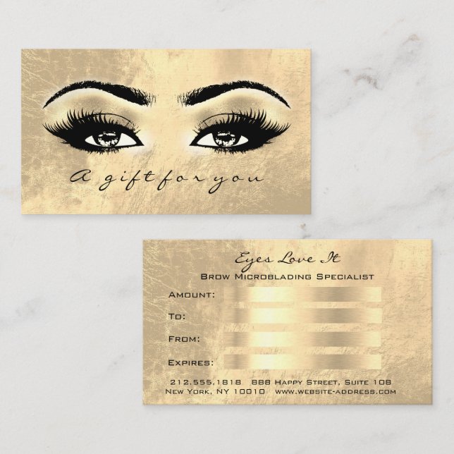 Certificado de Presente Brows Makeup Lashes Dourad (Frente/Verso)