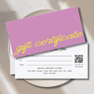 Certificado de Presente Código QR Rosa Mauve Rotei
