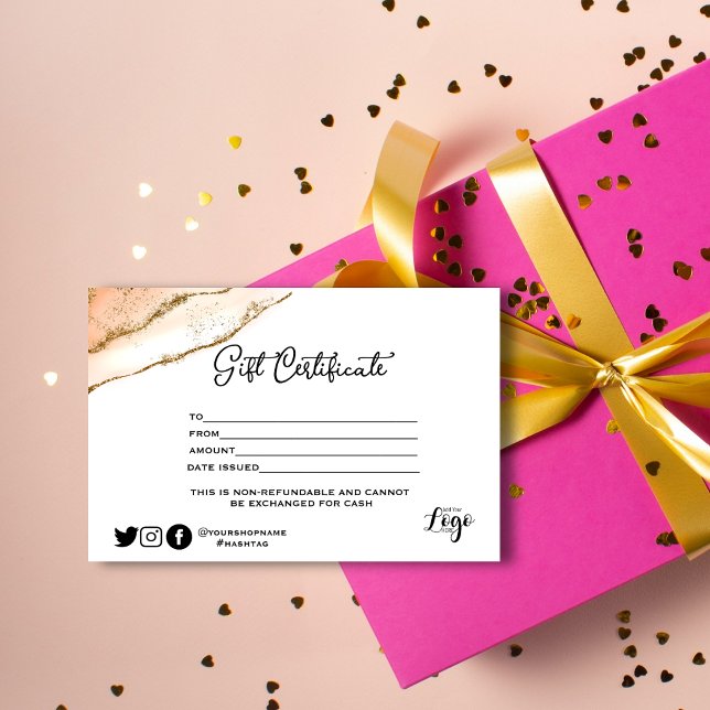 Certificado de presente com brilho dourado minimal (Criador carregado)