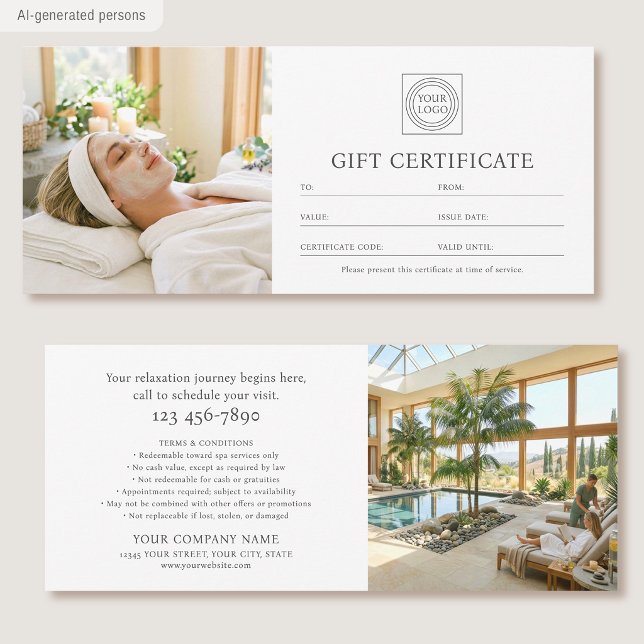 Certificado de Presente com Logotipo de Foto Perso (Criador carregado)