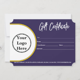 Certificado de presente comercial com logotipo de