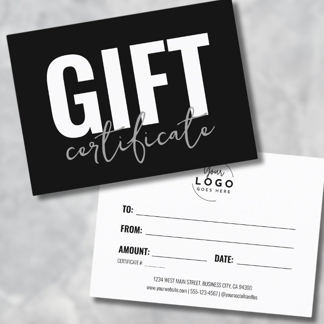 Certificado de presente comercial para script mode (Logo Chic Minimalist Business Gift Certificate)