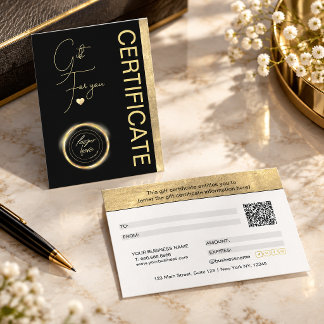 Certificado de Presente Coração de Folha de Ouro E