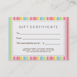 Certificado de presente customizável da padaria