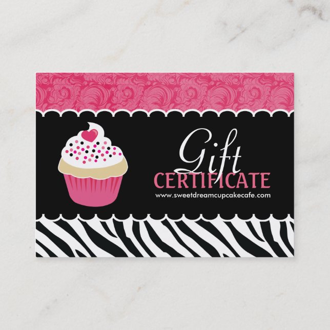 Certificado de presente customizável do cupcake (Verso)