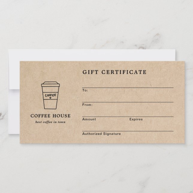 Certificado de Presente da Loja de Café Marrom Fof (Frente)