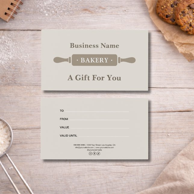 Certificado de Presente da Padaria Modern Rolling  (Modern Rolling Pin Bakery Gift Certificate)