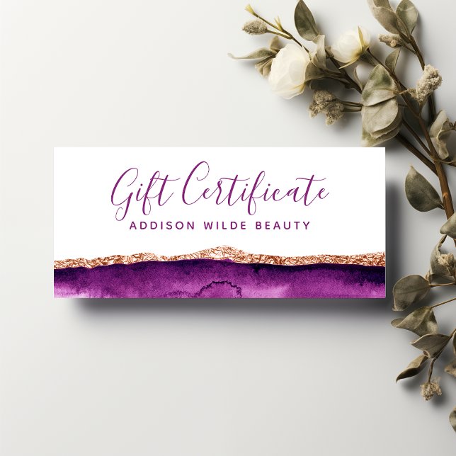 Certificado de Presente de Aquarela Roxo e Dourado (Criador carregado)