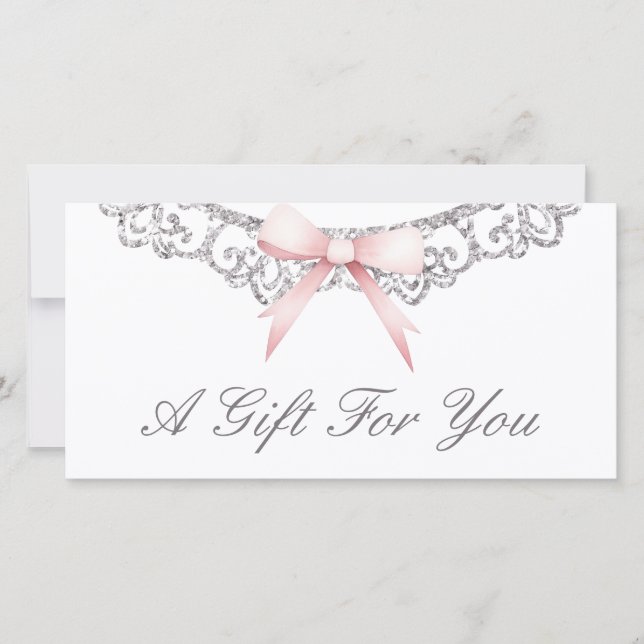 Certificado de presente de arco cor-de-rosa com qu (Frente)