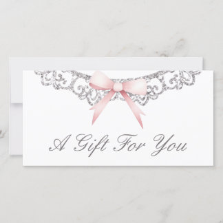 Certificado de presente de arco cor-de-rosa com qu