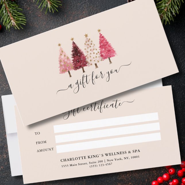 Certificado de Presente de bege Vermelho Rosa Esbr (Custom Whimsical Red Pink Blush-Beige Business Salon Gift Certificate)