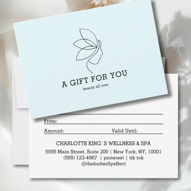 Certificado de Presente de Beleza Feminina em Arte (Woman Beauty Line Art Blue Gift Certificate)