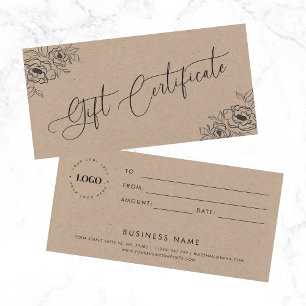 Certificado de Presente de Beleza Floral do Rustic