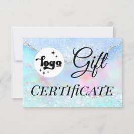 certificado de presente de brilho pastel faux