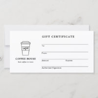 Certificado de Presente de Café Preto e Branco Fof