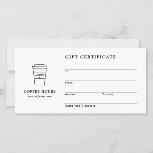 Certificado de Presente de Café Preto e Branco Fof
