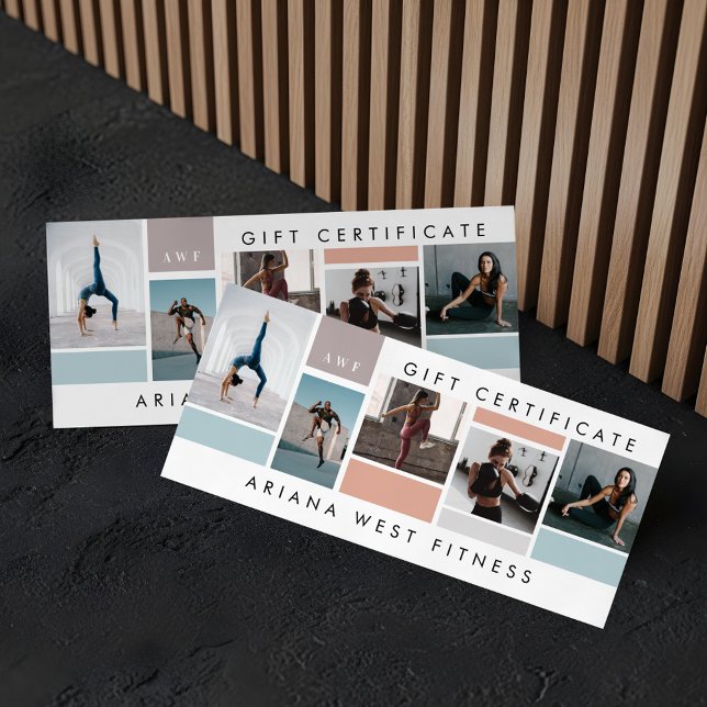 Certificado de Presente de Colagem de Fotografias  (Fitness Brand Photo Collage Gift Certificate)