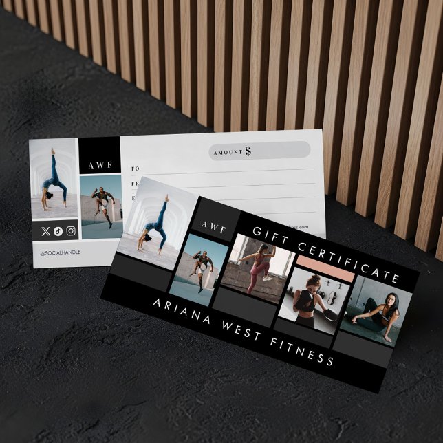 Certificado de Presente de Colagem de Fotografias  (Fitness Brand Photo Collage Gift Certificate)