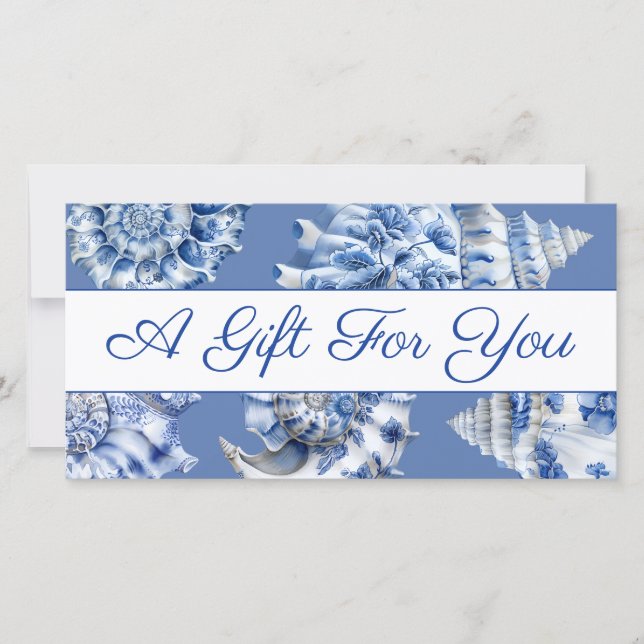 Certificado de presente de conchas azuis oceânicas (Frente)