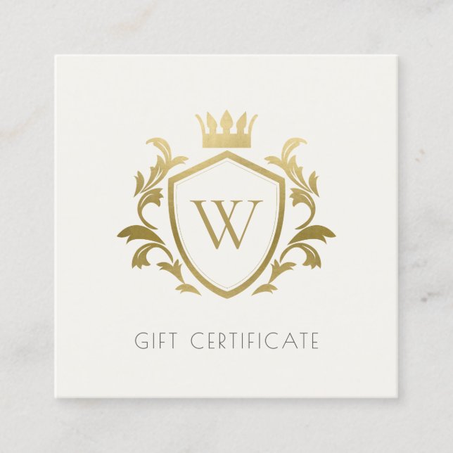 Certificado de Presente de Crest Floral Dourado Mo (Frente)