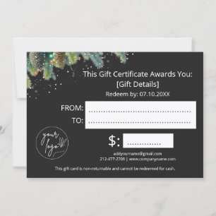 Certificado de Presente de Enfeites de Natal Logo
