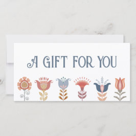 certificado de presente de flores de boho folk art